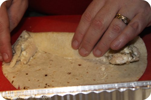 Freezer Meal - Creamy Chicken Enchiladas - Roll up chicken into tortillas