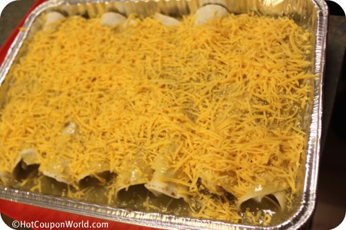 Freezer Meal - Creamy Chicken Enchiladas - Cover with cheese