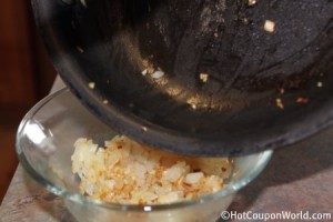 Stuffed Mushrooms - Pour Onion & Garlic In Bowl