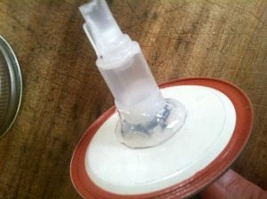 Mason Jar Soap Dispenser - Gluing Pump In Lid