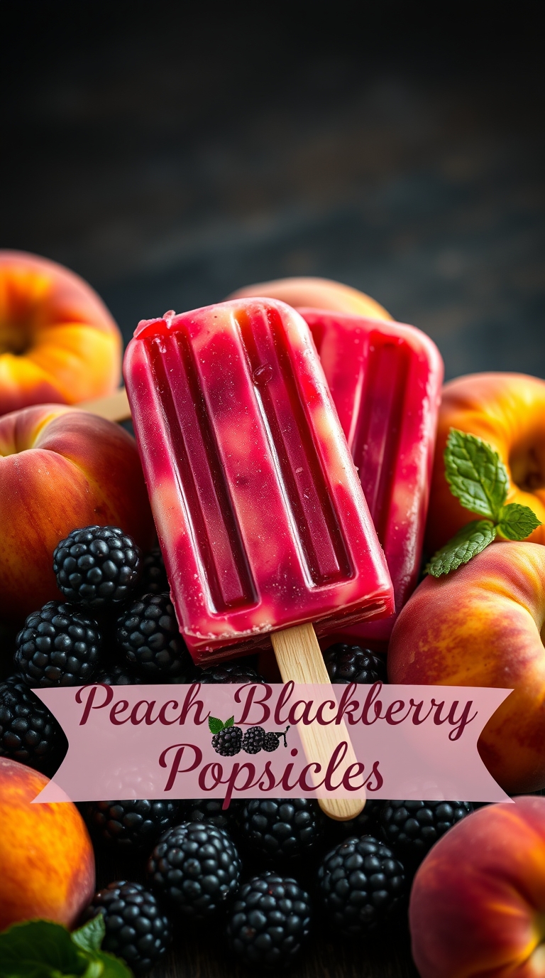 Peach blackberry popsicle