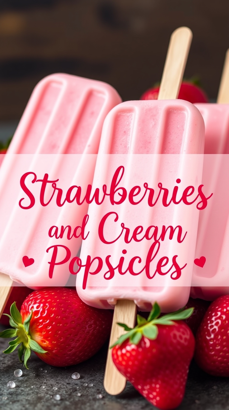 strawberries and cream popsicles