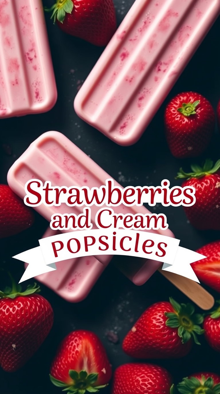 strawberries and cream popsicles