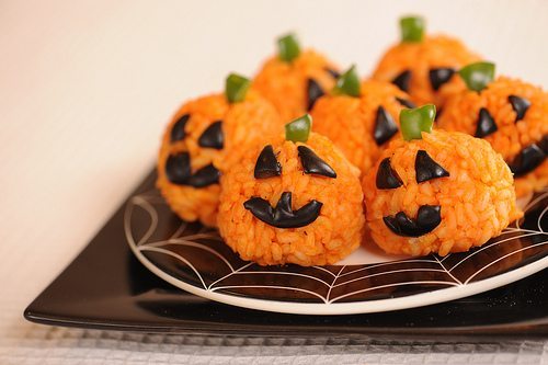 Carrot Rice Ball Mini-Jack o’ Lanterns
