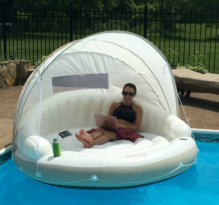 2 Pack Intex 78 x 59 Inflatable Pool Canopy Island Lounge Raft w/ Sun Shade 