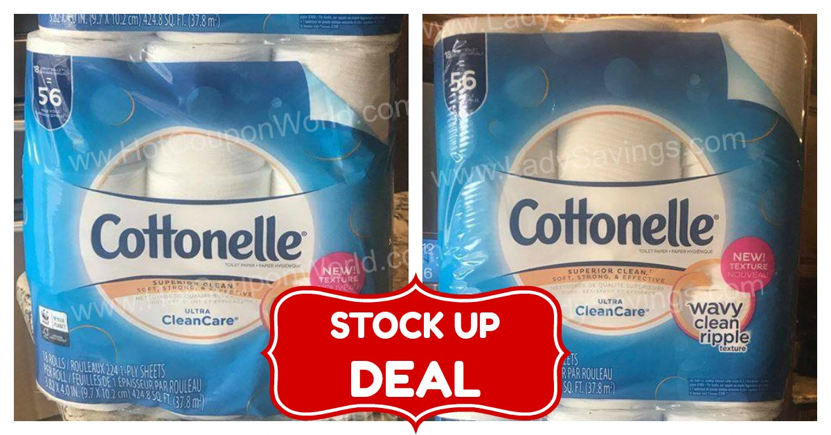 Cottonelle coupons and Ultra CleanCare Toilet Paper on Amazon