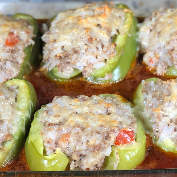 Spicy Stuffed Peppers Cooked Tray