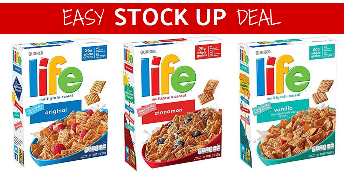 Quaker Life Cereal Coupons: 3 Pack Original or Variety Pack 4 Boxes Deals!