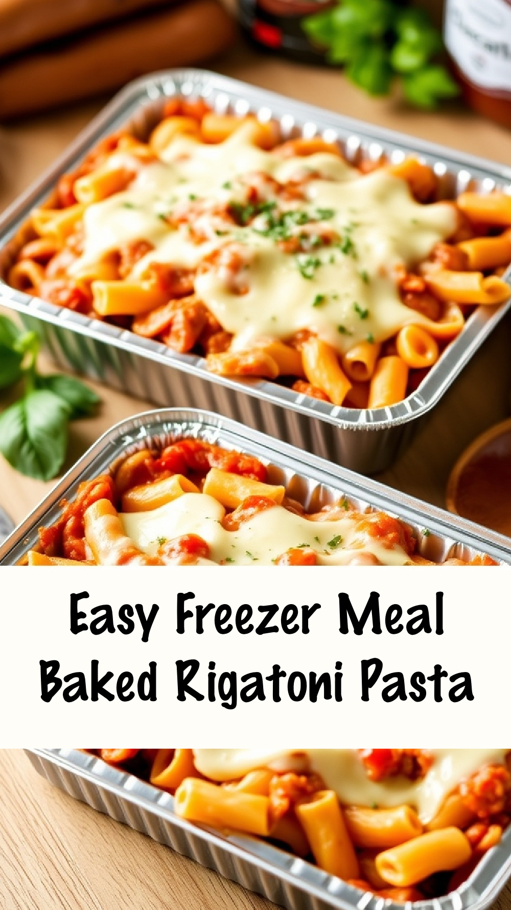 Baked rigatoni pasta - easy freezer meal