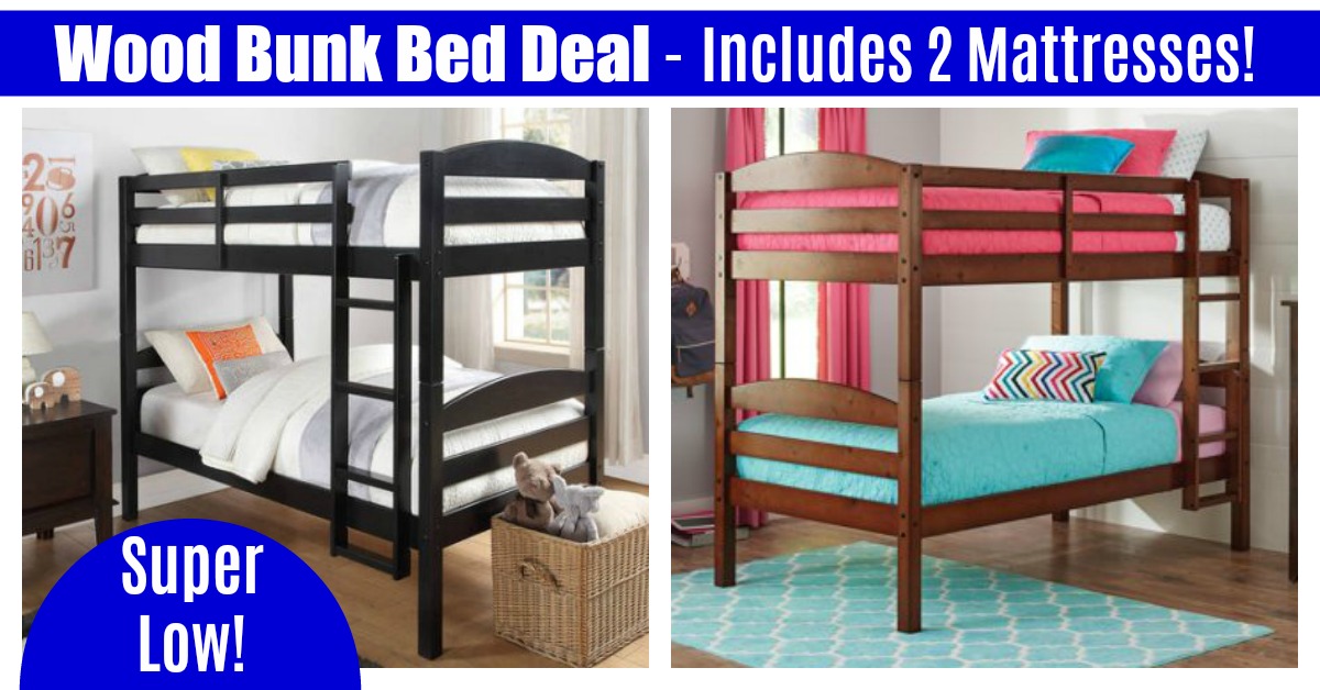 Twin Over Wood Bunk Bed 2, Bunk Beds With Mattress Deals