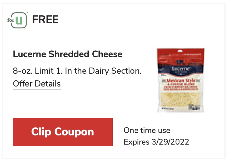 safeway free just for u coupon Lucerne cheese