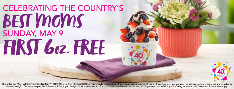free deal at TCBY Mother's Day 2021