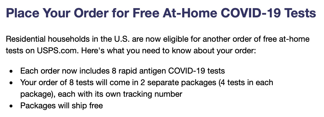 free covid tests request 8 free