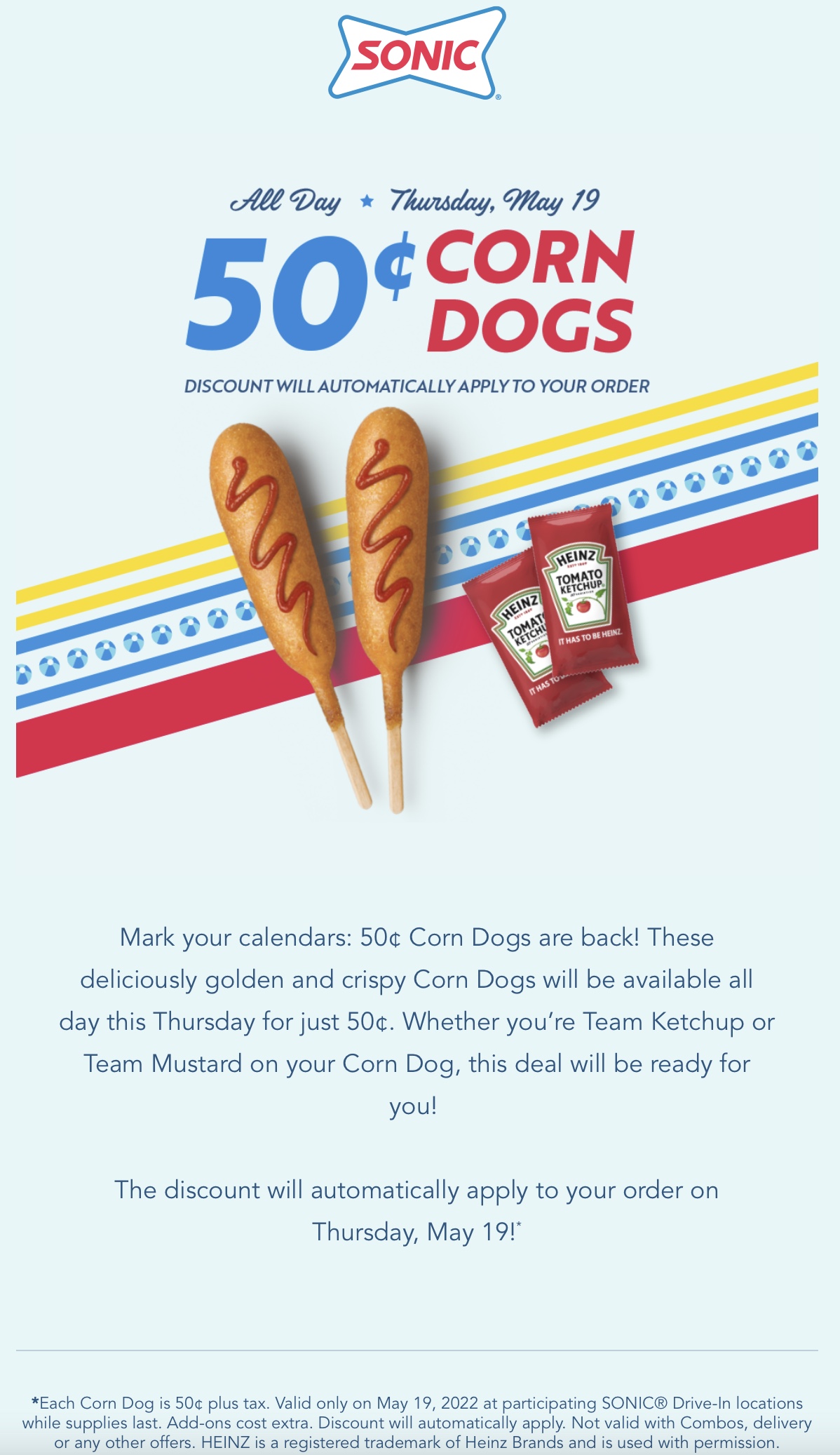 sonic corn dogs $0.50 2022