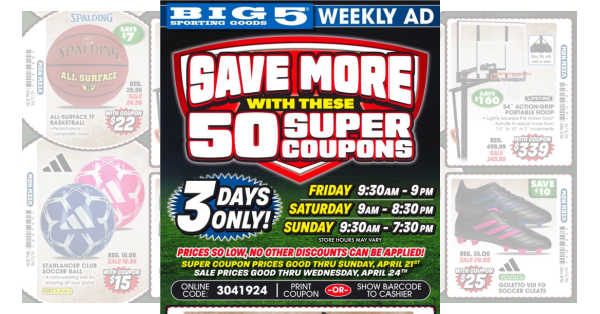 Big 5 Weekly Ad (4/19/24 – 4/21/24) Sales Ad Preview!