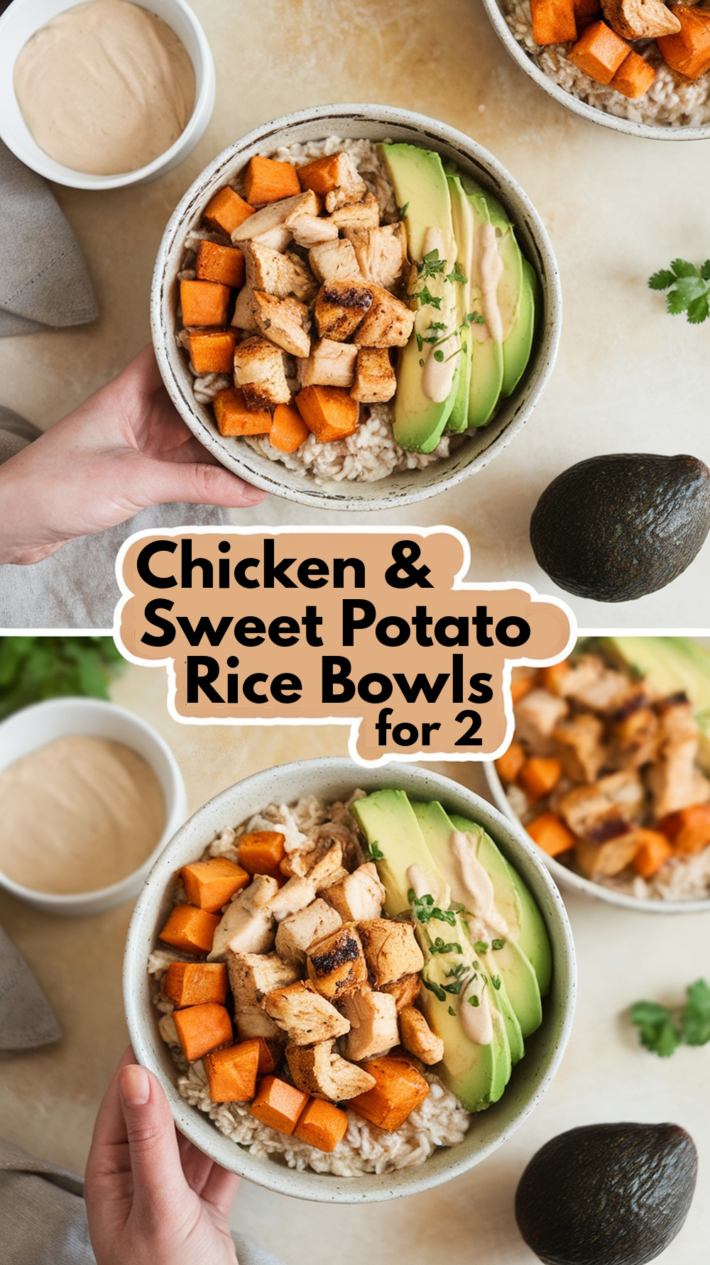 Chicken and Sweet potato rice bowls for 2