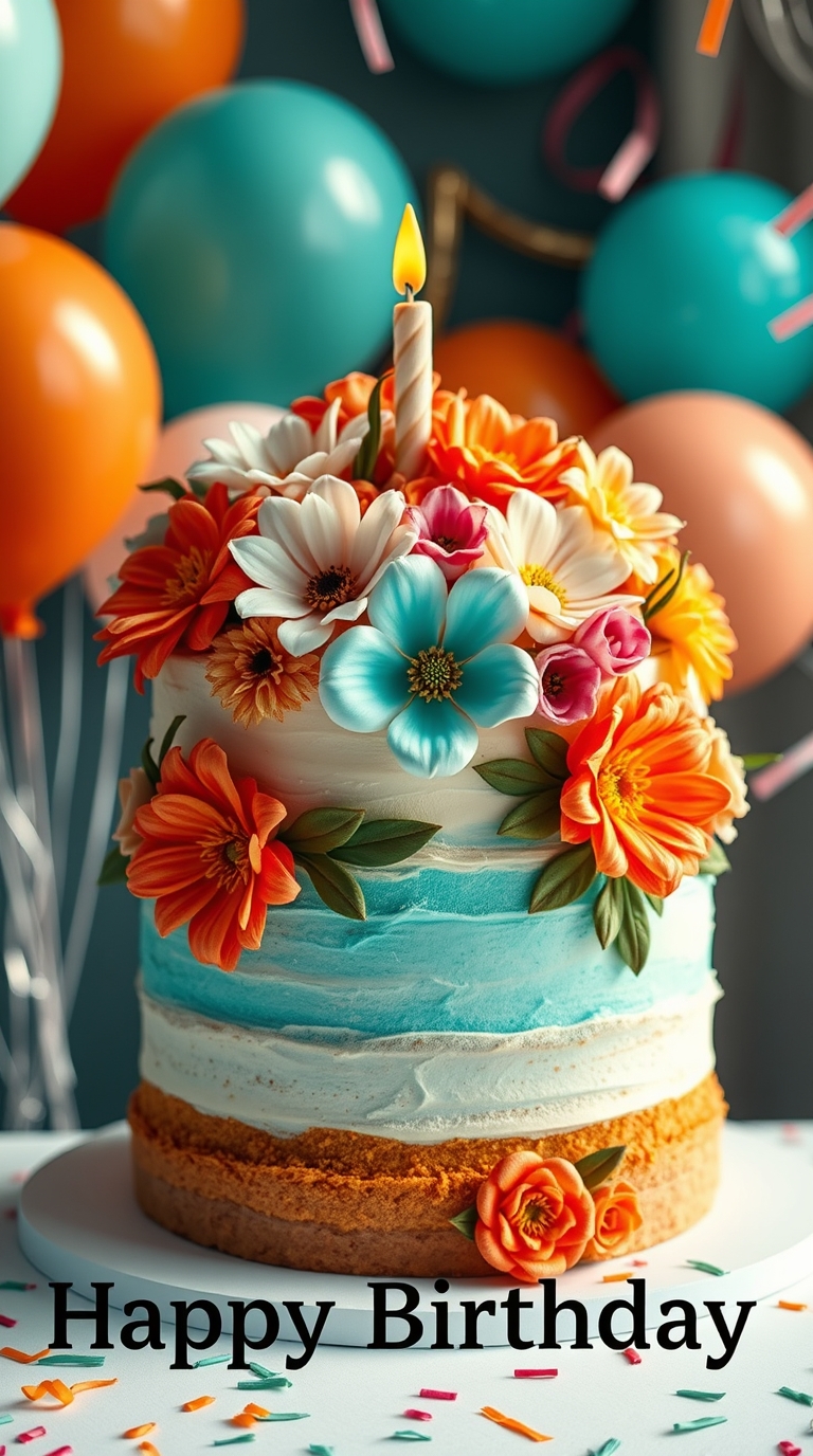 Happy Birthday Cake with wishes and quotes
