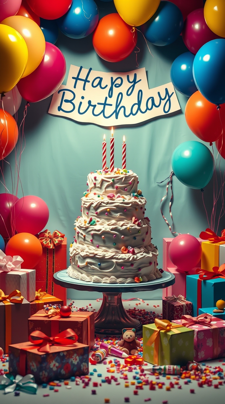 Happy Birthday Cake with wishes and quotes