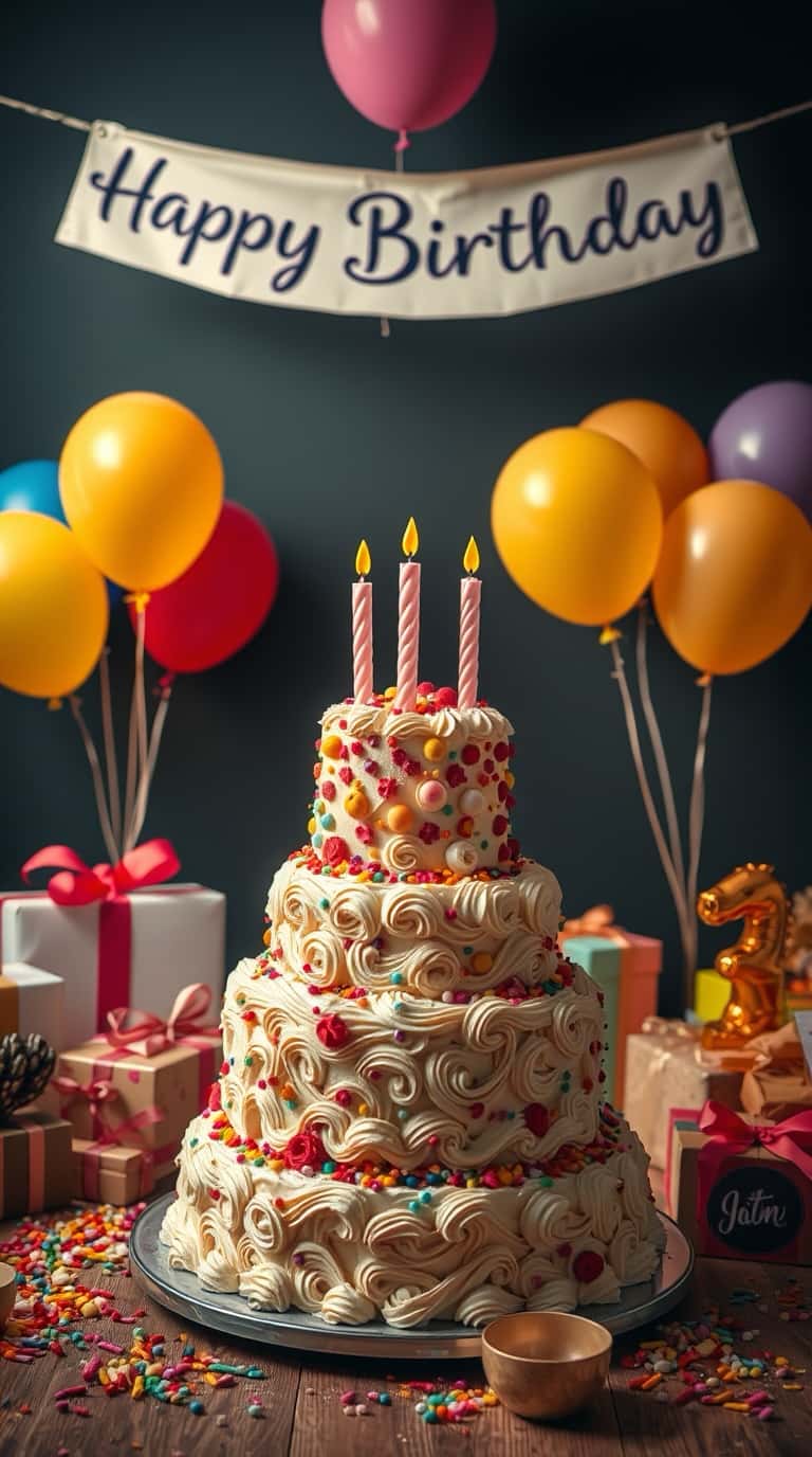 Happy Birthday Cake with wishes and quotes