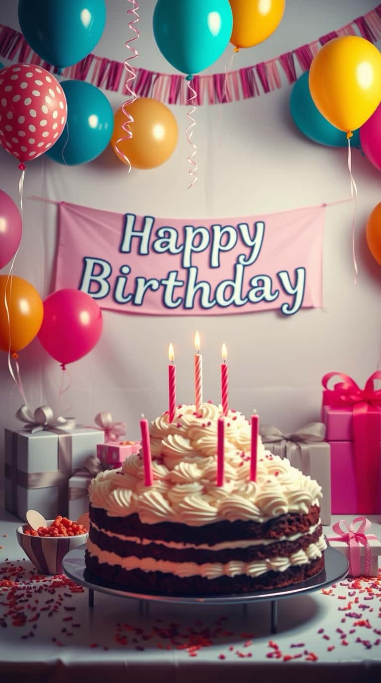 Happy Birthday Cake with wishes and quotes