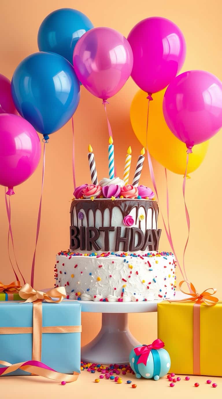 Happy Birthday Cake with wishes and quotes