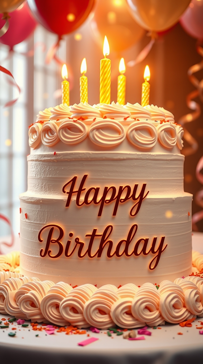 Happy Birthday Cake with wishes and quotes