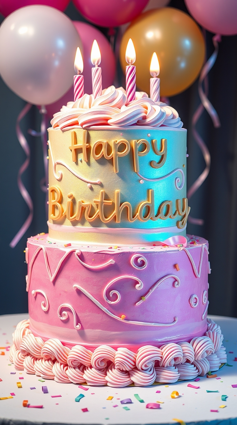 Happy Birthday Cake with wishes and quotes