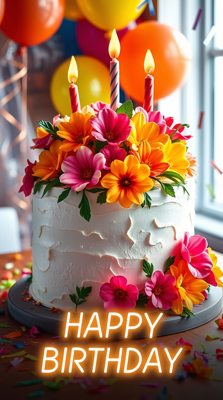 Happy Birthday Cake with wishes and quotes