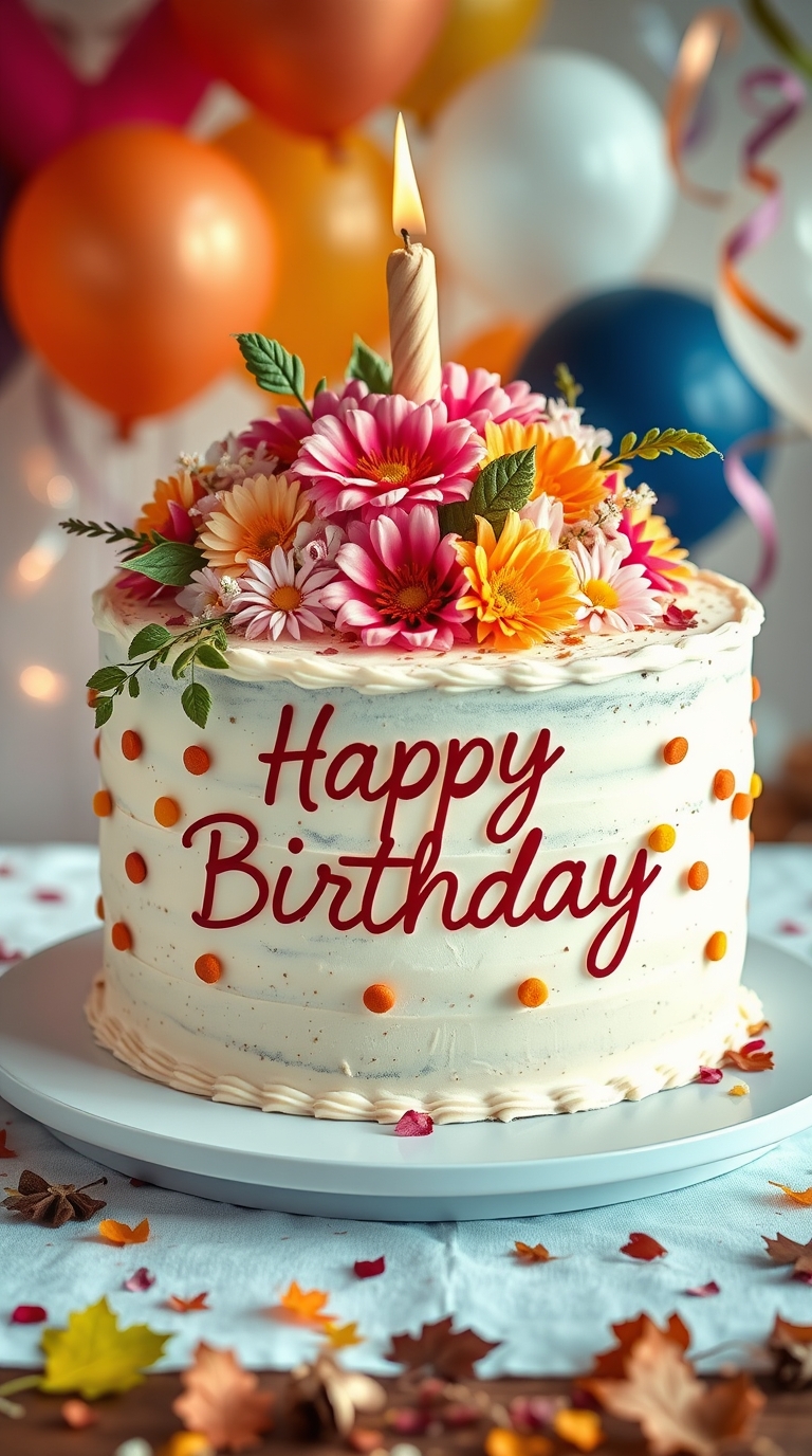 Happy Birthday Cake with wishes and quotes