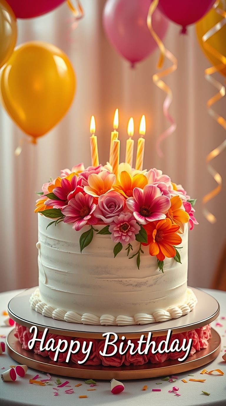 Happy Birthday Cake with wishes and quotes