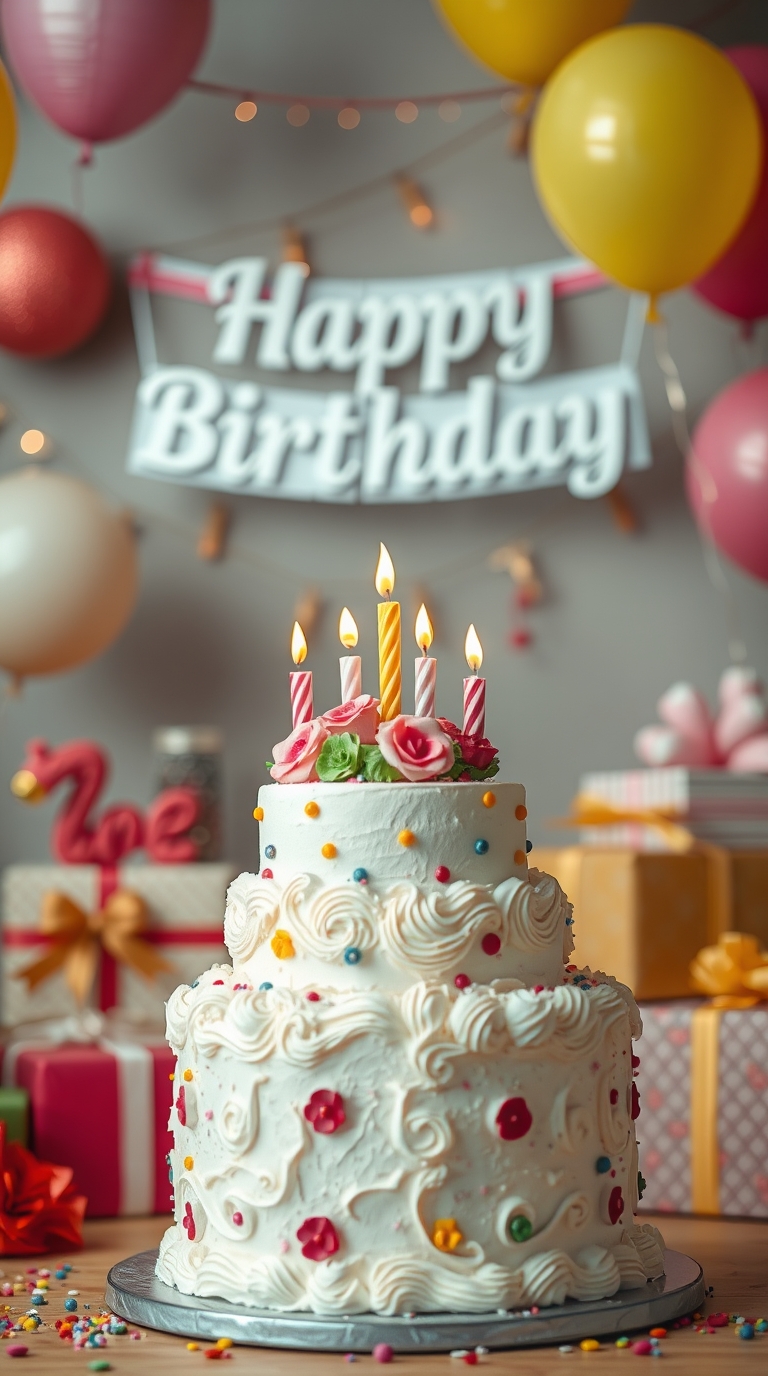 Happy Birthday Cake with wishes and quotes