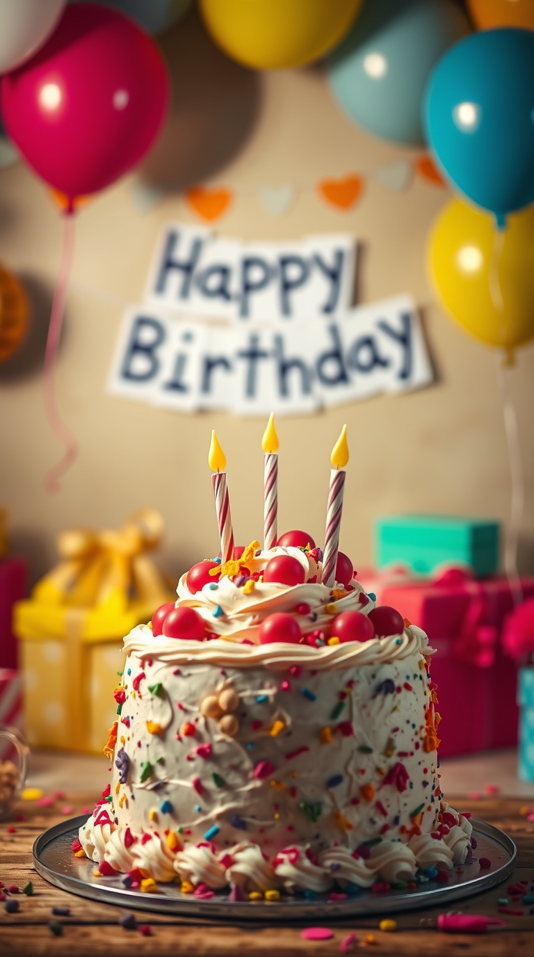 Happy Birthday Cake with wishes and quotes