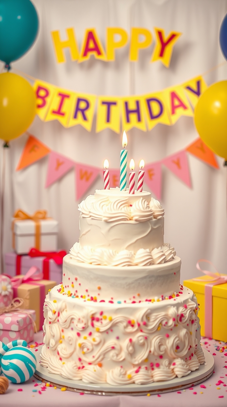 Happy Birthday Cake with wishes and quotes