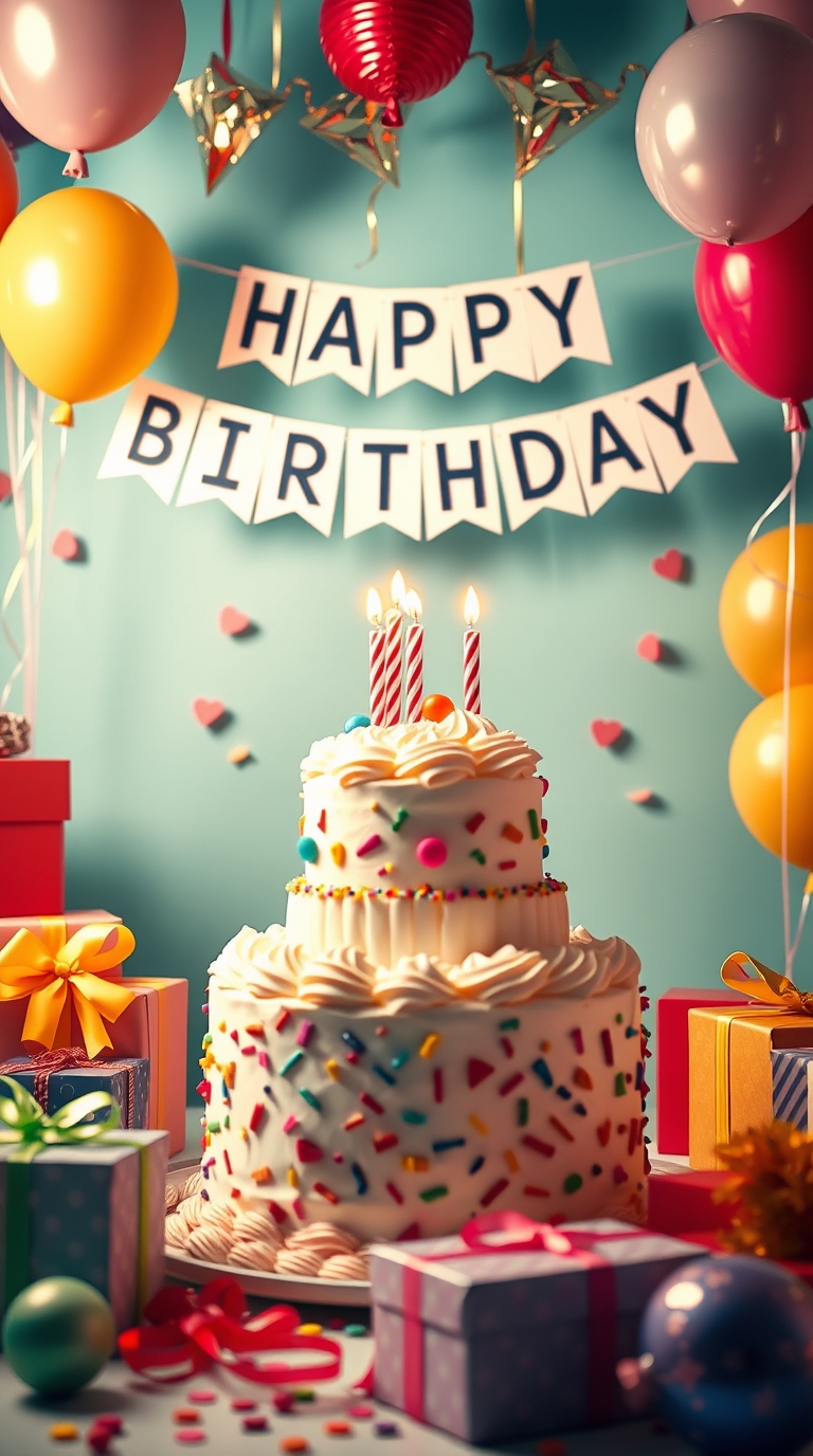 Happy Birthday Cake with wishes and quotes
