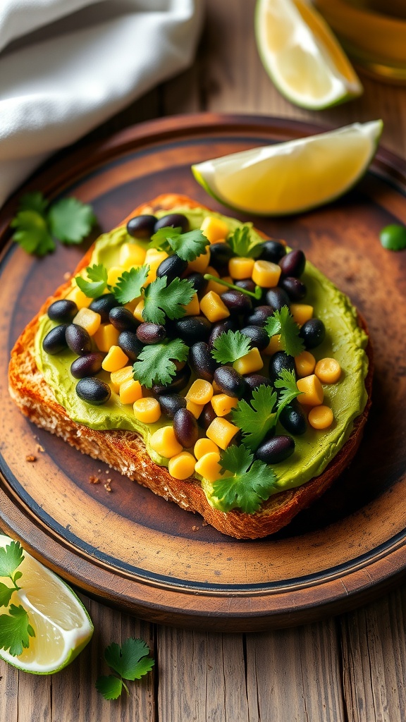 avocado toast with black beans and corn