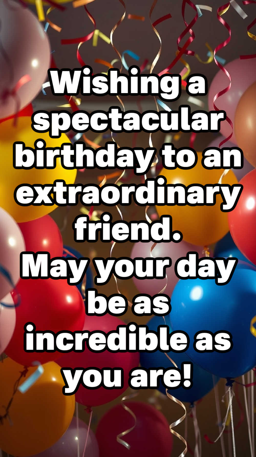 Wishing a spectacular birthday to an extraordinary friend. May your day be as incredible as you are!