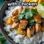 street corn rice bowl with chicken