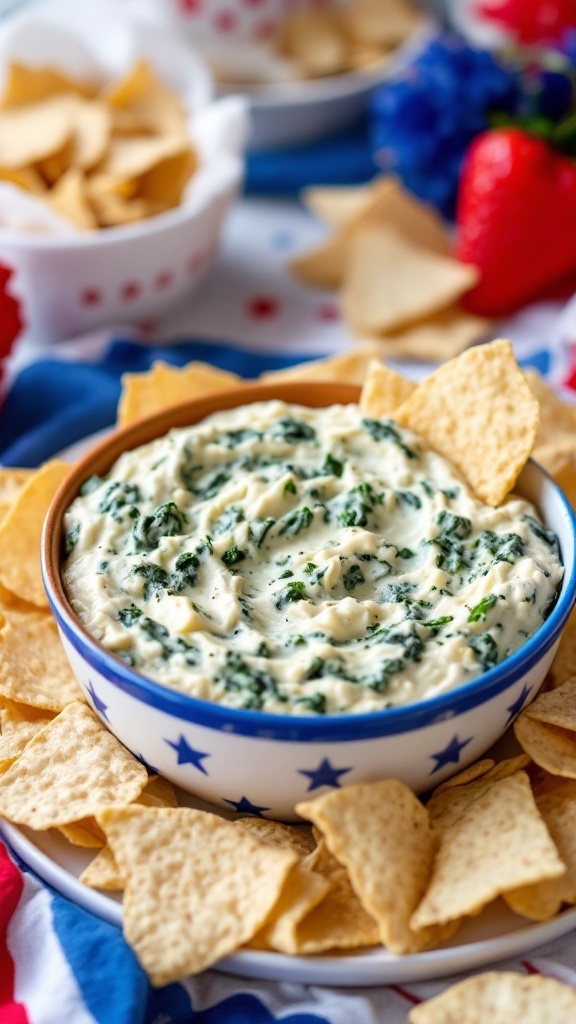 Spinach And Artichoke Dip With Tortilla Chips