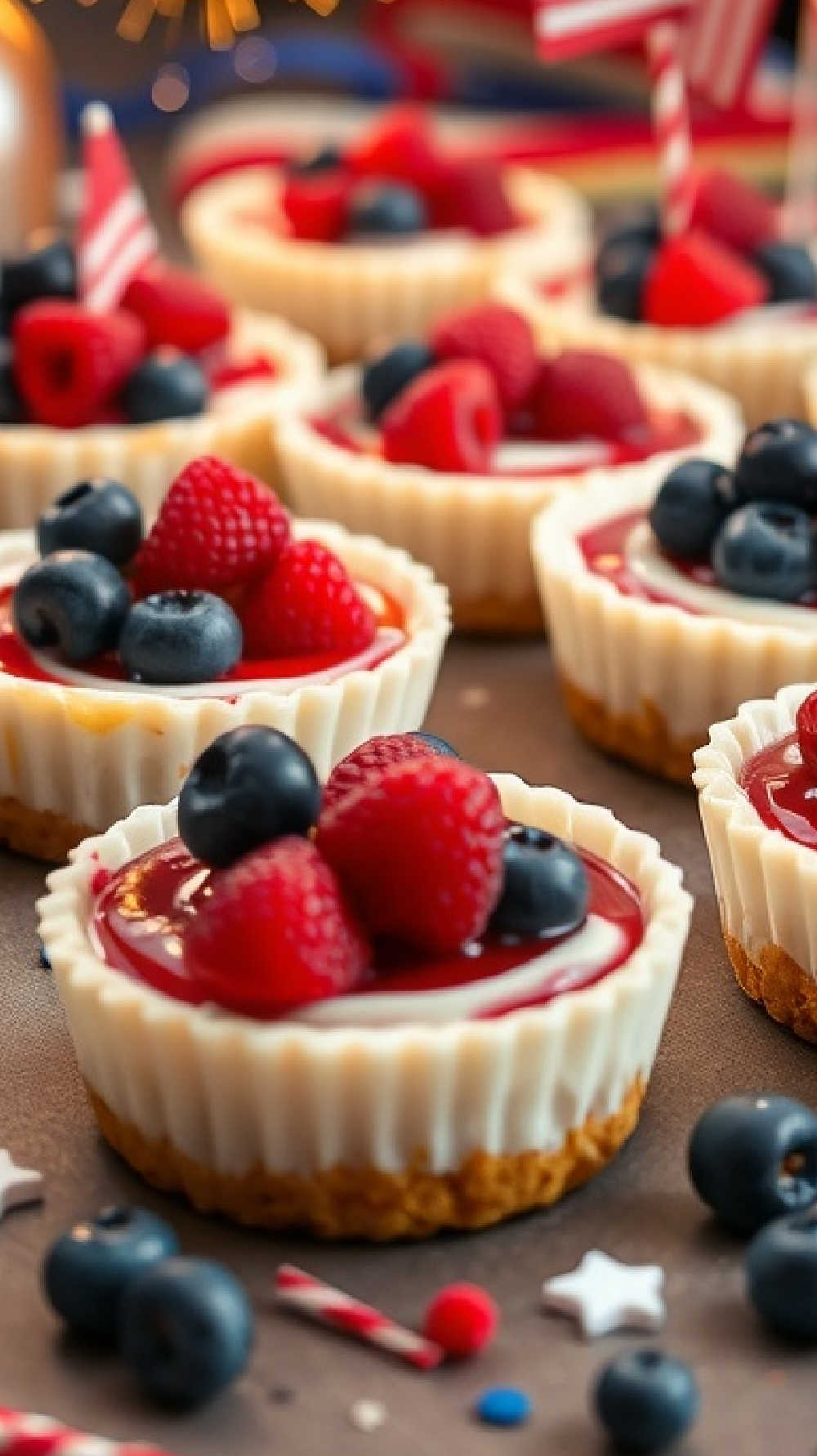 Red, White, And Blueberry Cheesecake Tartlets