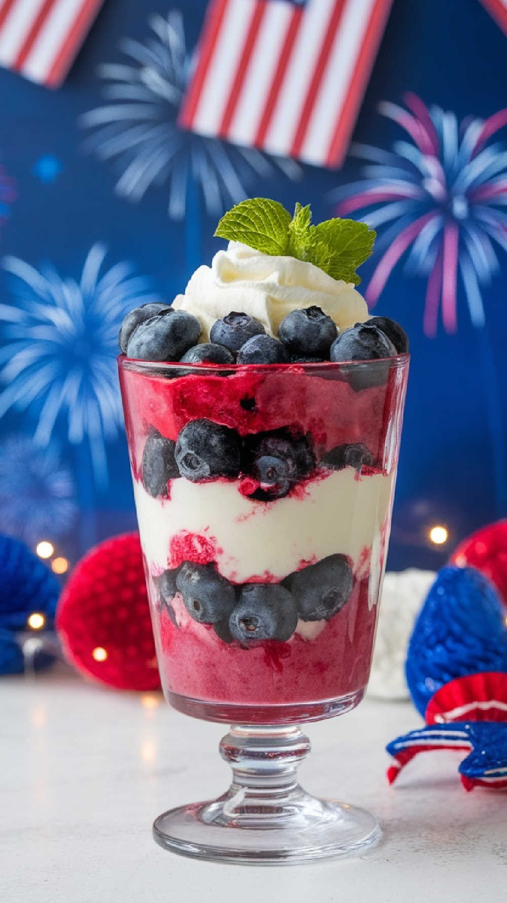 red white and blueberry parfait fourth of july dessert