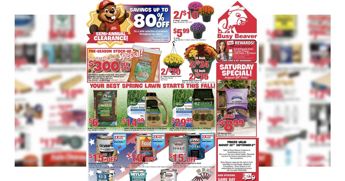 Busy Beaver Weekly Ad (8/26/26 – 9/8/26) Preview!