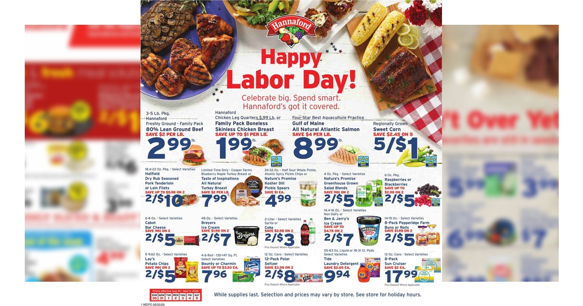 Hannaford Flyer (8/30/26 – 9/5/26) Weekly Ad Preview