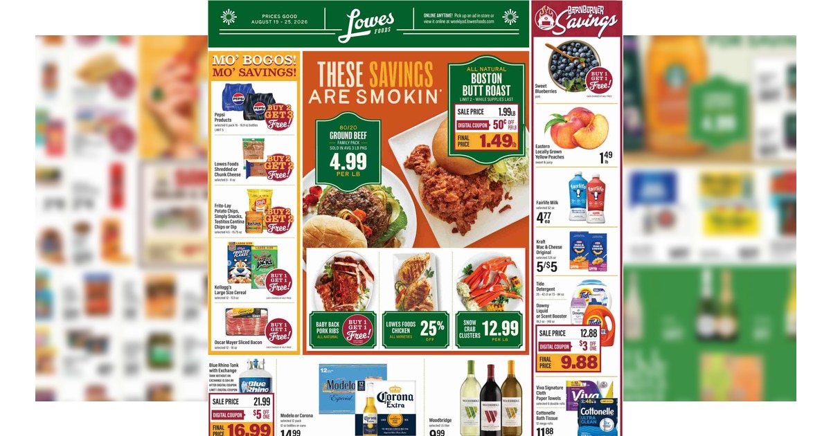 Lowes Foods Weekly Ad (8/26/26 – 9/1/26) Grocery Ad