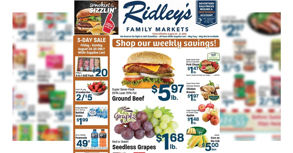Ridley’s Ad (8/25/26 – 8/31/26) Weekly Ad Preview