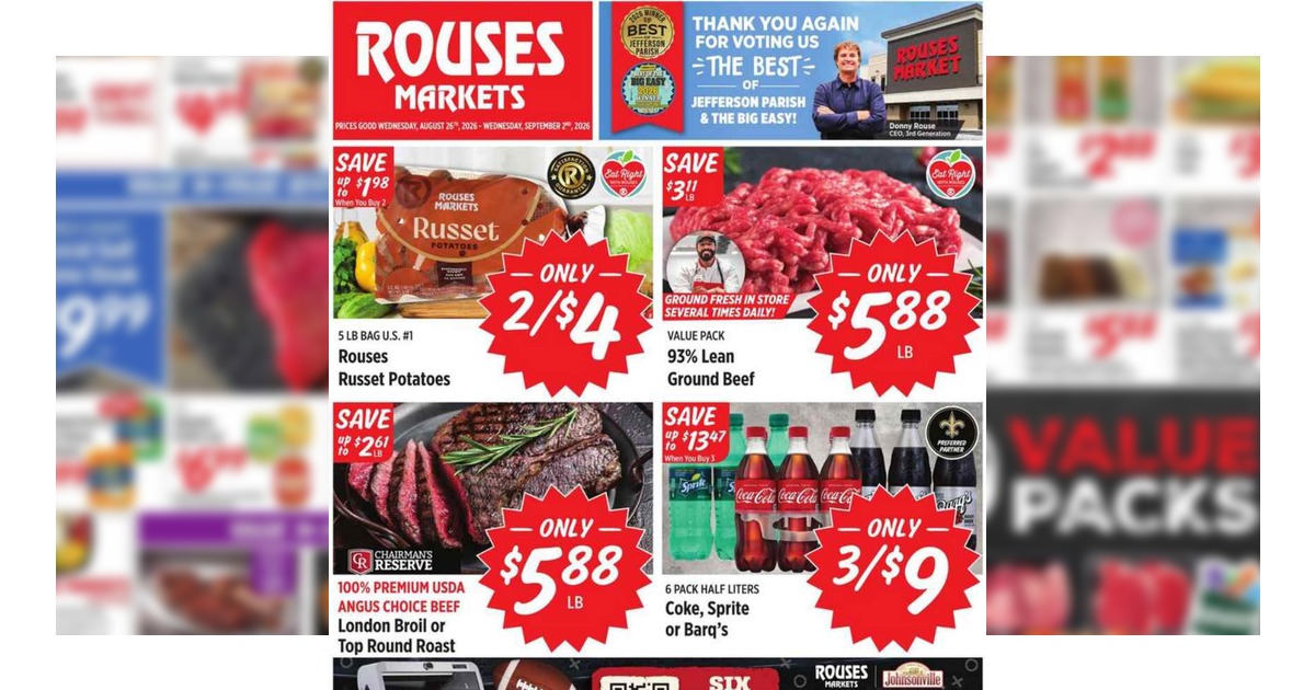 Rouses Weekly (8/26/26 – 9/2/26) Ad Preview
