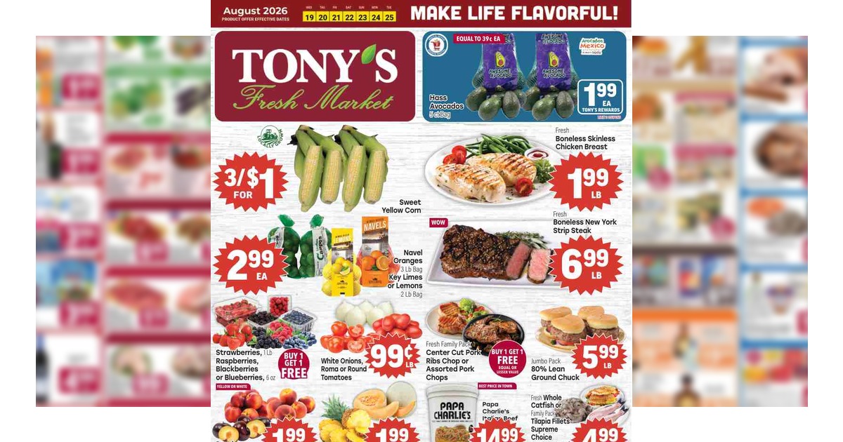 Tony’s Ad (8/26/26 – 9/1/26) Tony’s Fresh Market Weekly Ad