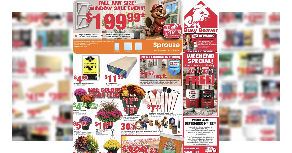 Busy Beaver Sales Ad (9/9/26 – 9/22/26) Preview!