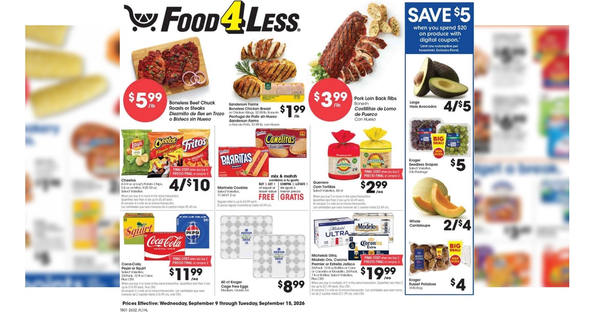 Food 4 Less Weekly (9/9/26 – 9/15/26) Ad Preview!