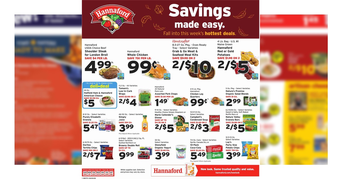 Hannaford Flyer (9/20/26 – 9/26/26) Weekly Ad Preview