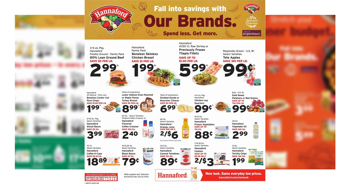 Hannaford Flyer (9/27/26 – 10/3/26) Weekly Ad Preview